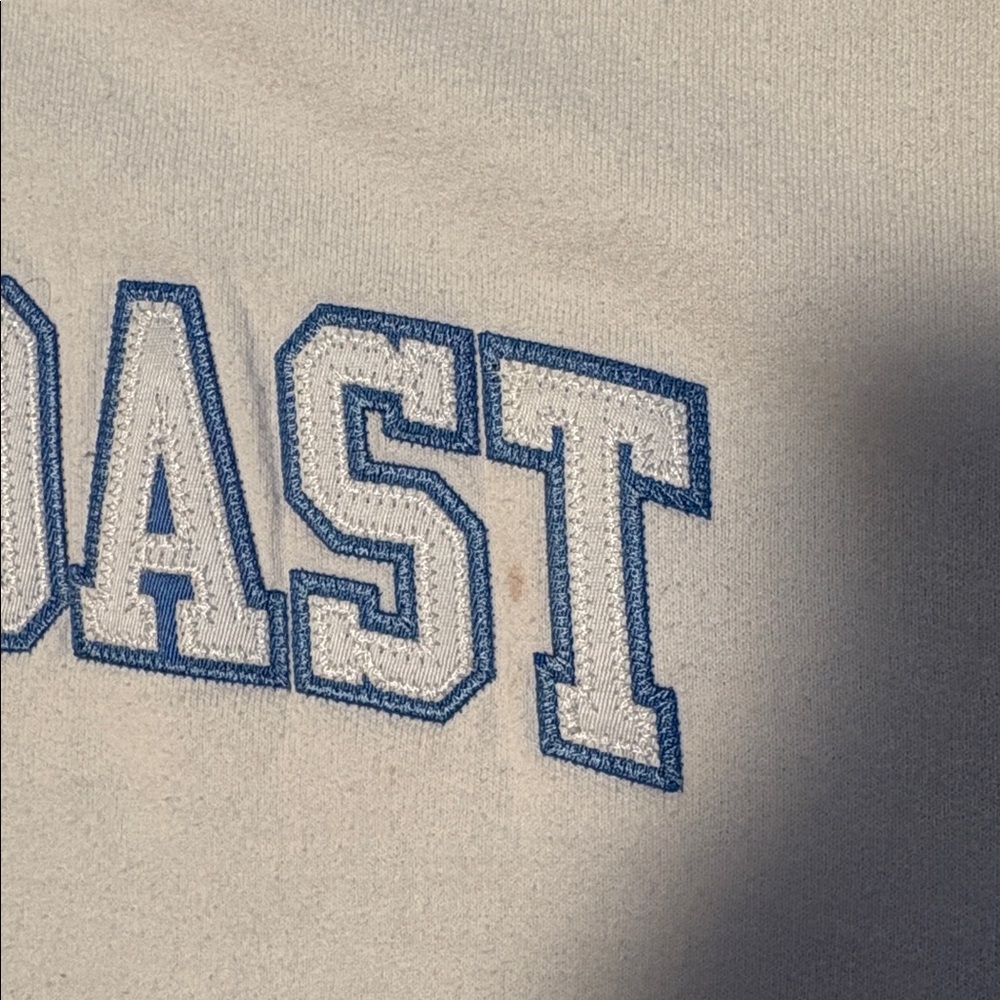 Gildan White Crewneck Sweater with Blue Print - Picture 3 of 3